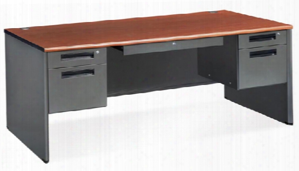 72" Double Pedestal Executive Steel Desk By Ofm