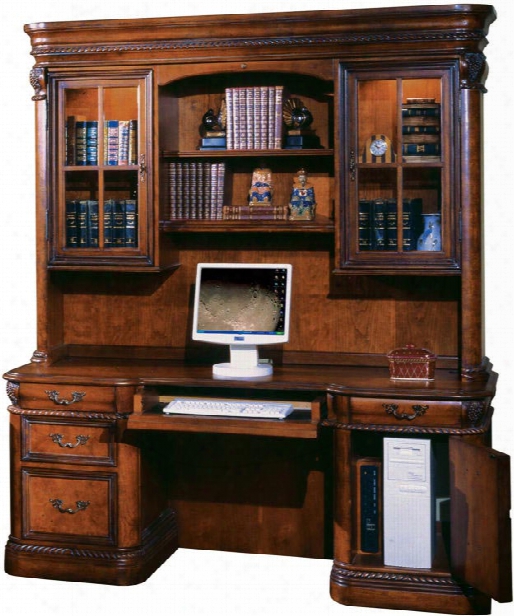 Double Pedestal Credenza With Hutch By Aspen Home