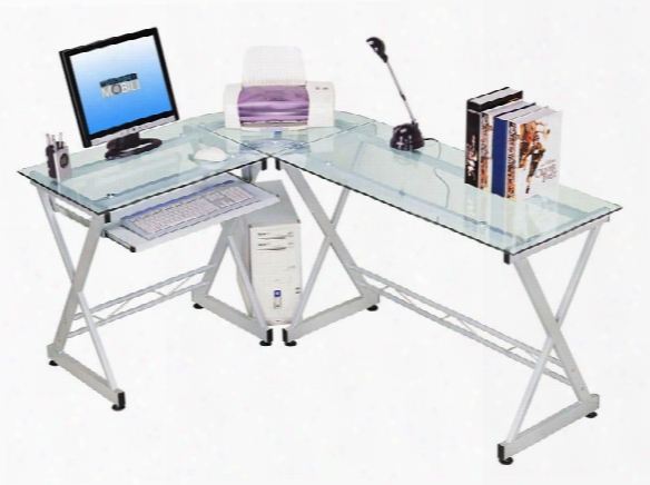 Glass L Shaped Computer Desk By Techni Mobili