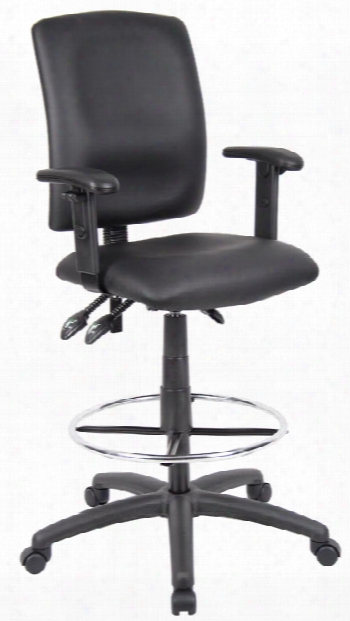 Leather Plus Drafting Stool With Adjustable Arms By Boss Office Chairs