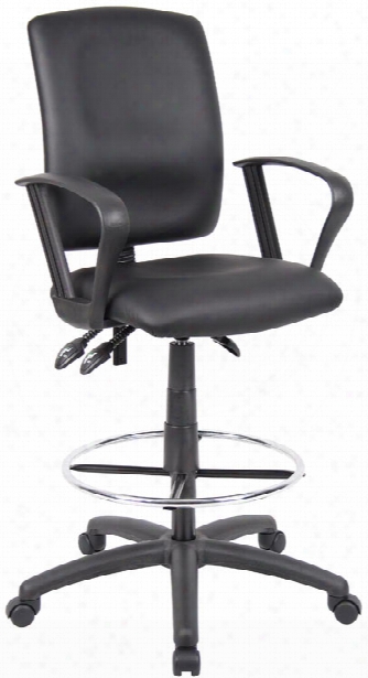 Leather Plus Drafting Stool With Loop Arms By Boss Office Chairs