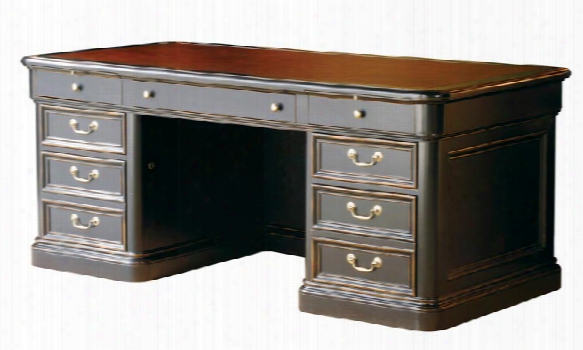 Solid Wood Executive Desk With Leather Top By Hekman Furniture