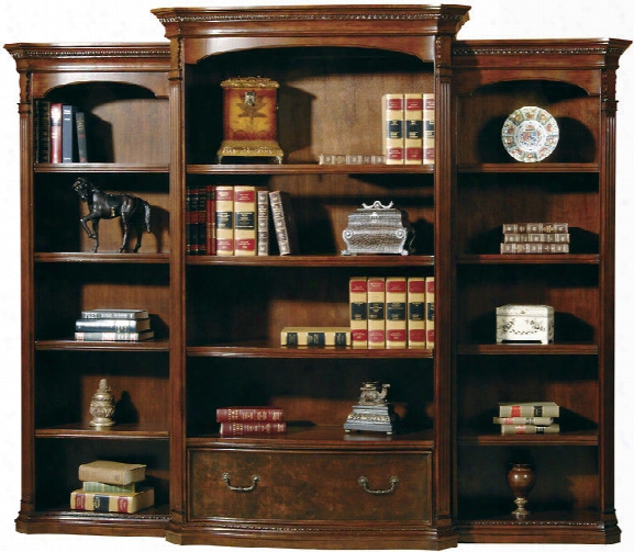 Solid Wood Triple Wide Bookcase By Hekman Furniture