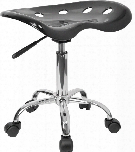 Vibrant Black Tractor Seat And Chrome Stool By Innovations Office Furniture