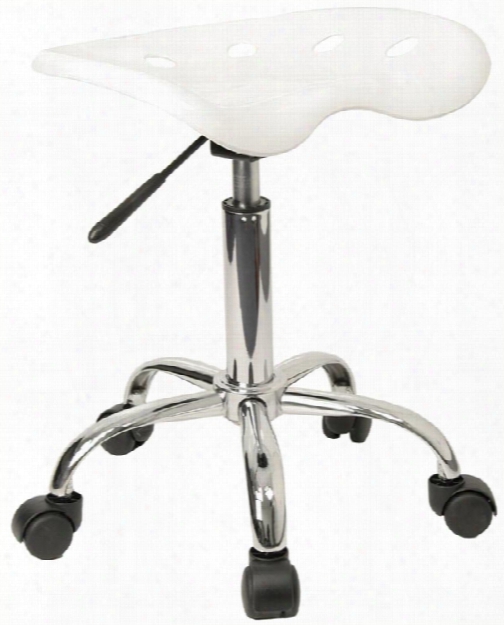 Vibrant White Tractor Seat And Chrome Stool By Innovations Office Furniture