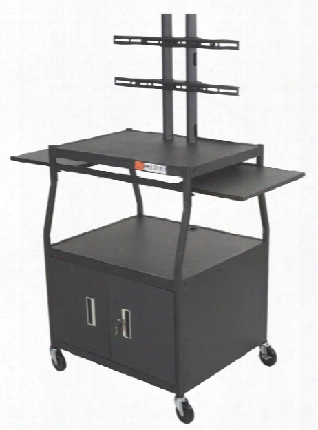 Wide Body Flat Panel Tv Cart With Locking Storage Cabinet By Balt