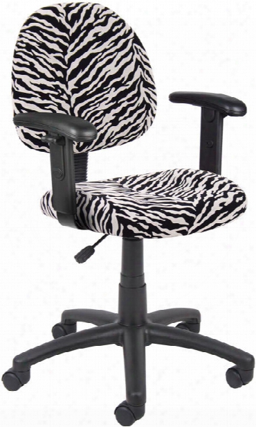 Zebra Print Task Chair With Adjustable Arms By Boss Office Chairs