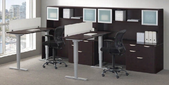 2 Person Workstation With Adjustable Height Desks By Office Source