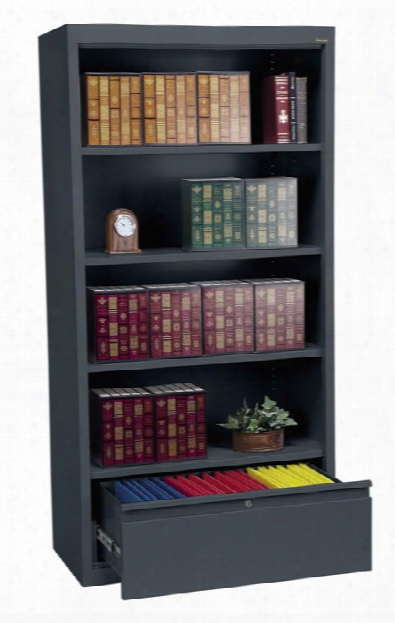 36"w X 18"d X 72"h Bookcase With File Drawer By Sandusky Lee