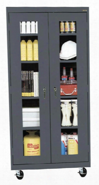 36"w X 18"d X 78"h Mobile Clear View Cabinet By Sandusky Lee