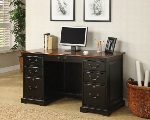 54" Double Pedesal Desk By Riverside