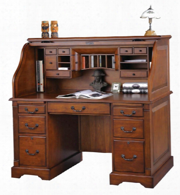 57"w X 29"d X 53"h Wood Rolltop Desk By Wilshire Furniture