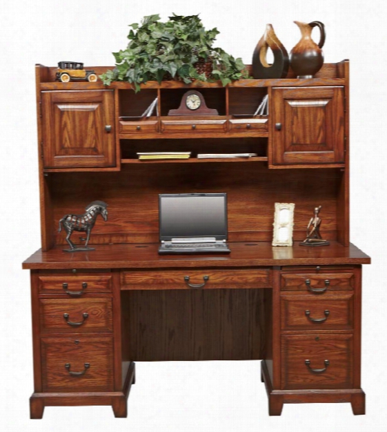 66"w X 27"d X 68.5"h Flat Top Desk With Hutch By Wilshire Furniture