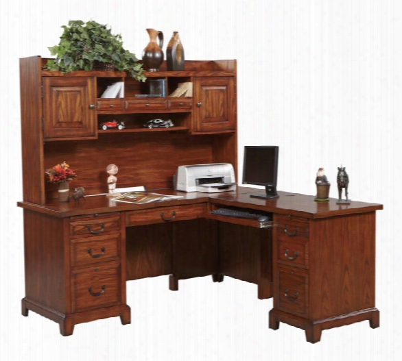 66"w X 69"d X 68"h L-shaped Desk With Hutch By Wilshire Furniture