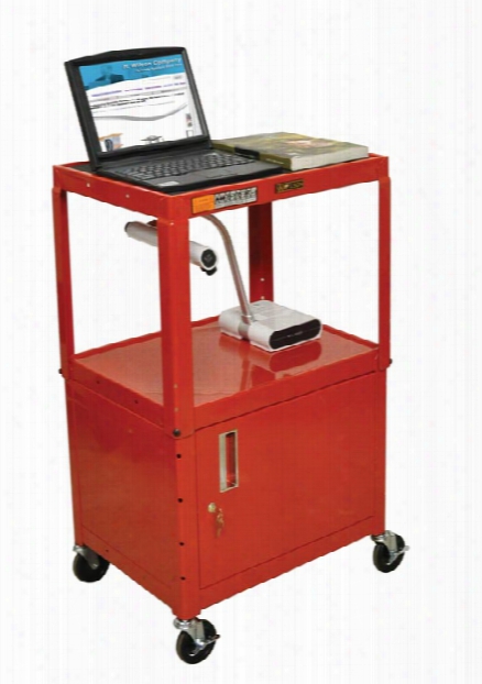 Colored Steel Utility Cart With Cabinet By H Wilson