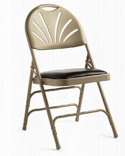 Fanback Steel & Bonded Leather Folding Chair By Samsonite