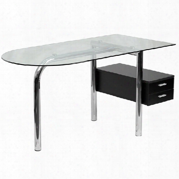 Glass Computer Desk With Two Drawer Pedestal By Innovations Office Furniture
