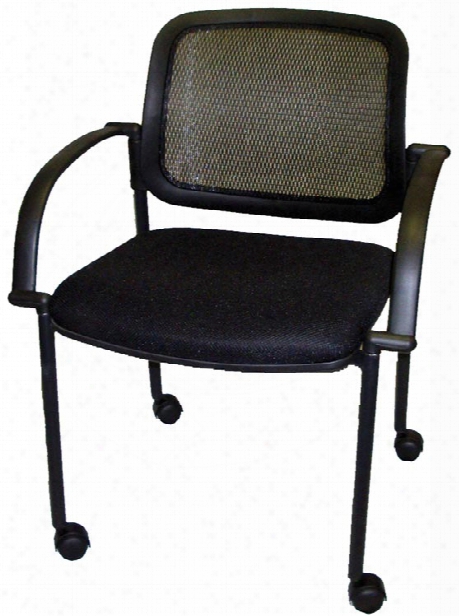 Mesh Back Guest Side Chair With Casters By Marquis