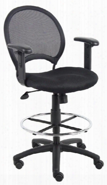 Mesh Drafting Stool With Adjustable Arms By Boss Office Chairs