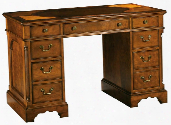 Oval Inlay Top Wood Pedestal Desk By Hekman Furniture