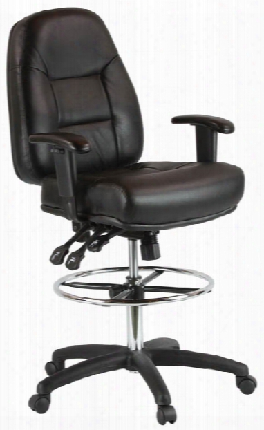 Premium Leather Drafting Chair With Arms By Harwick Chairs