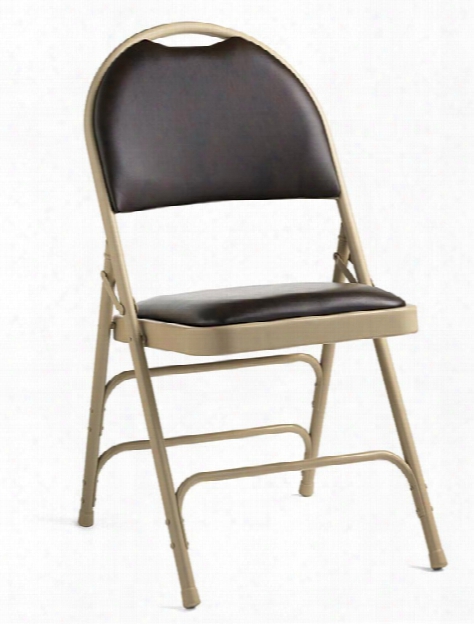 Steel & Bonded Leather Folding Chair By Samsonite