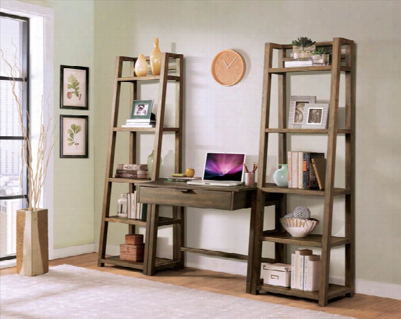 2 Leaning Bookcases With Wall Desk By Riverside