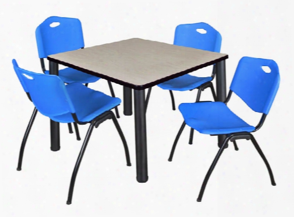 36"s Quare Breakroom Table- Maple/ Black & 4 'm' Stack Chairs By Regency Furniture