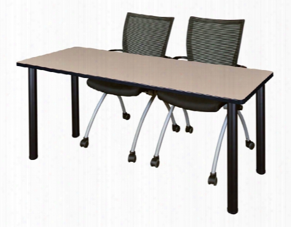 66" X 24" Training Table- Beige/ Black & 2 Apprentice Chairs- Black By Regency Furniture