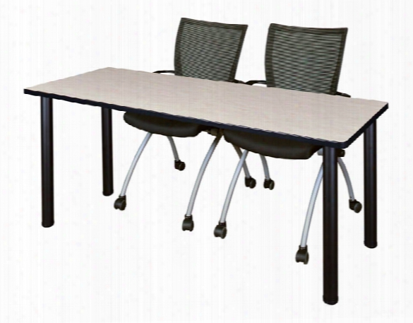 72" X 24" Training Table- Maple/ Black & 2 Apprentice Chairs- Black By Regency Furniture