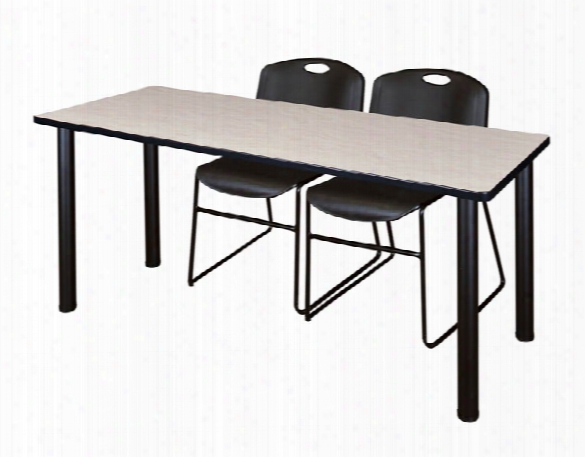 72" X 24" Training Table- Maple/ Black & 2 Zeng Stack Chairs By Regency Furniture