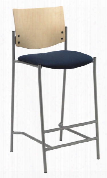 Barstool With Silver Frame And Wood Back By Kfi Seating