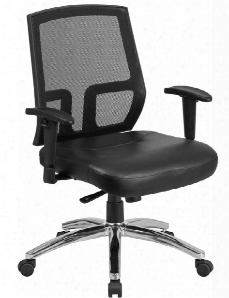 Big & Tall Mesh Executive Chair With Leather Seat And Arms By Innovations Office Furniture