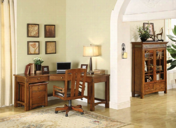 Corner Desk With Mobile File Cabinet And Door Bookcase By Riverside