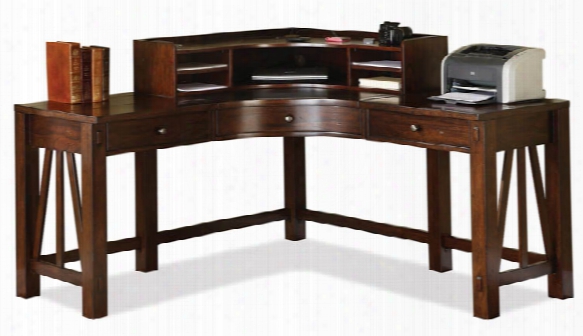 Curved Corner Desk With Hutch By Riverside