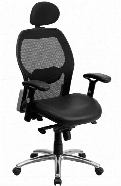 High-back Executive Swivel Chair With Leather Seat, Knee-tilt Control And Adjustable Arms By Innovations Office Furniture