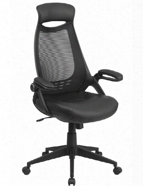High-back Msh Executive Swivel Chair With Leather Seat And Flip-up Arms By Innovations Office Furniture