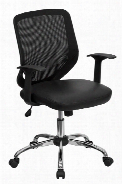 Mid-back Mesh Swivel Chair With Leather Seat And Arms By Innovations Office Furniture