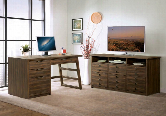 Single Pedestal Desk With Entertainment File Cabinet By Riverside