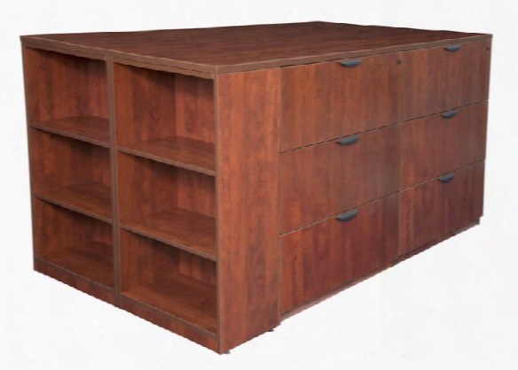 Stand Up 2 Lateral File/ Storage Cabinet/ Desk Quad With Bookcase End By Regency Furniture