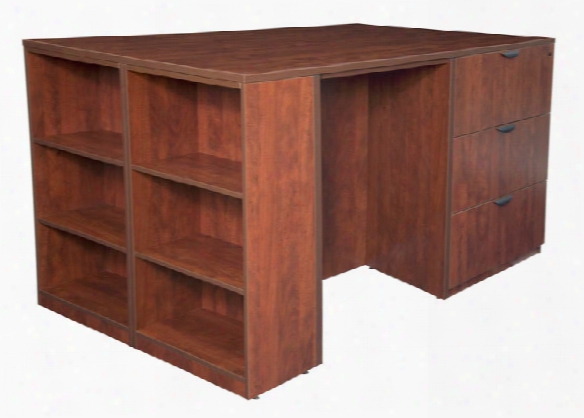 Stand Up 2 Storage Cabinet/ Lateral File/ Desk Quad With Bookcase End By Regency Furniture