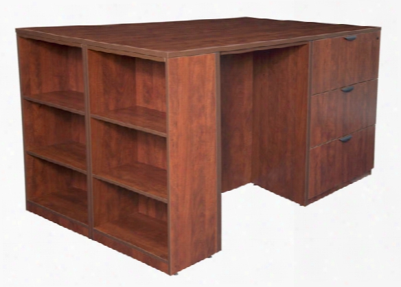 Stand Up Desk/ 3 Lateral File Quad With Bookcase End By Regency Furniture