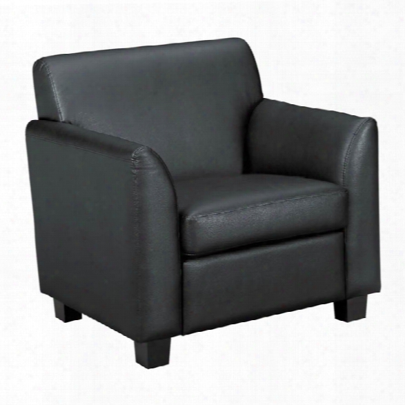 Tailored Black Leather Club Chair By Hon