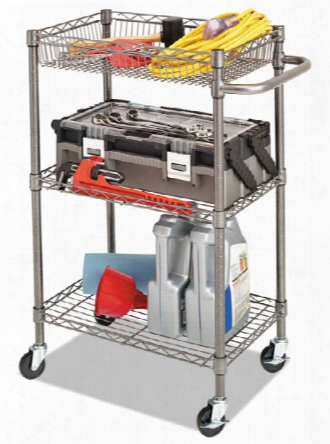 Three-tier Wire Rolling Cart By Alera