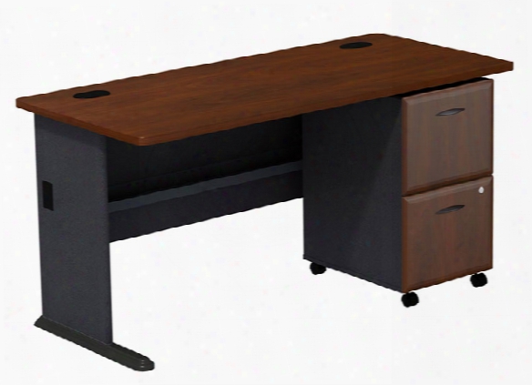 60" Desk With 2 Drawer File By Bush