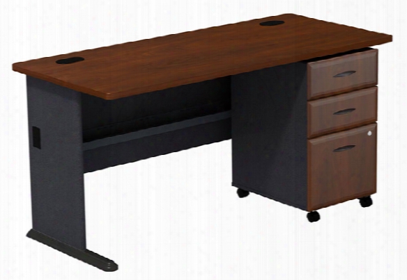 60" Desk With 3 Drawer File By Bush