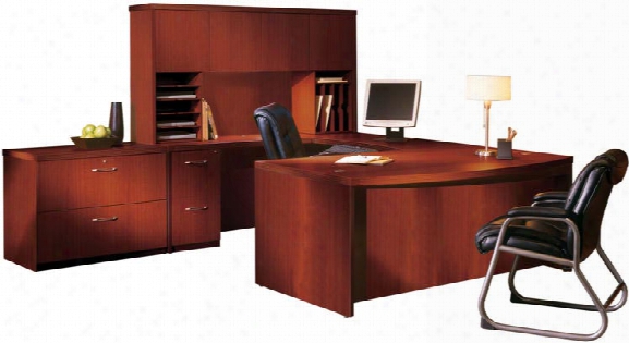 72" Bow Front U Shaped Desk With Additional Storage By Mayline Office Furniture