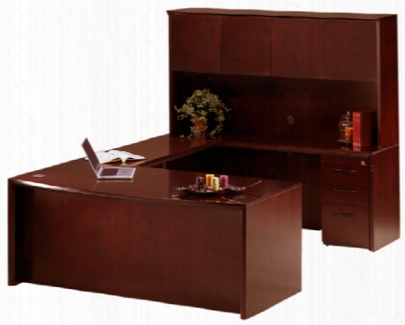 72" Bow Front U Shaped Desk With Chest By Mayline Office Furniture