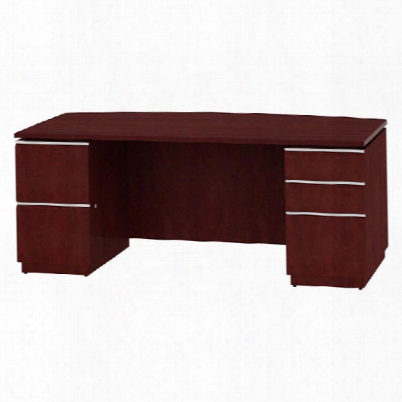 72" Double Pedestal Bow Front Desk By Bush