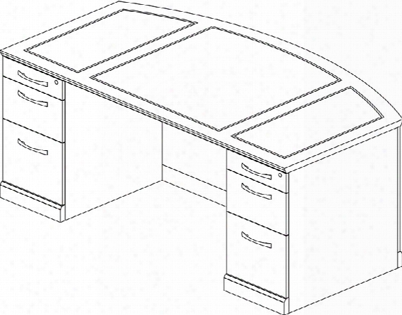 72" Double Pedestal Bow Front Desk By Mayline Office Furniture